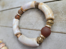 Load image into Gallery viewer, Bamboo bracelet - Cream &amp; Gold
