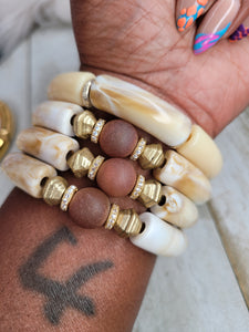 Bamboo bracelet - Cream & Gold